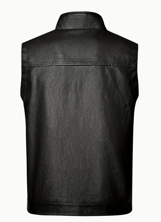 Zarino's warming leather vest with zipper - Image 3