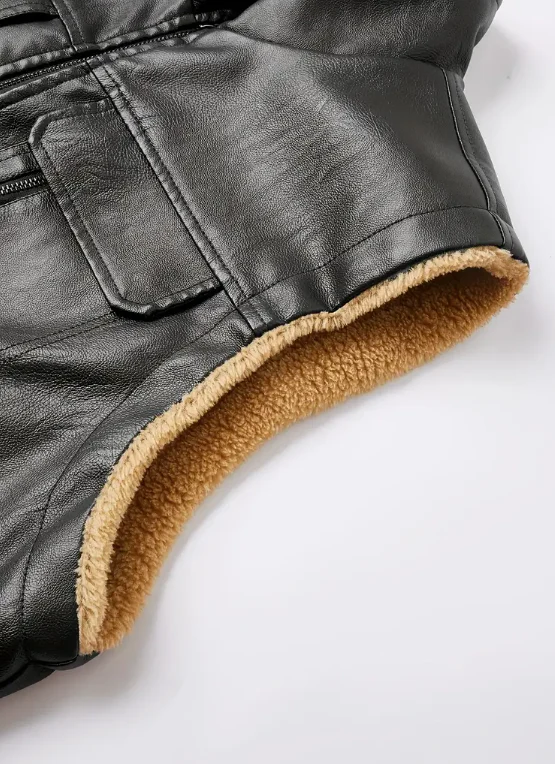 Zarino's warming leather vest with zipper - Image 5
