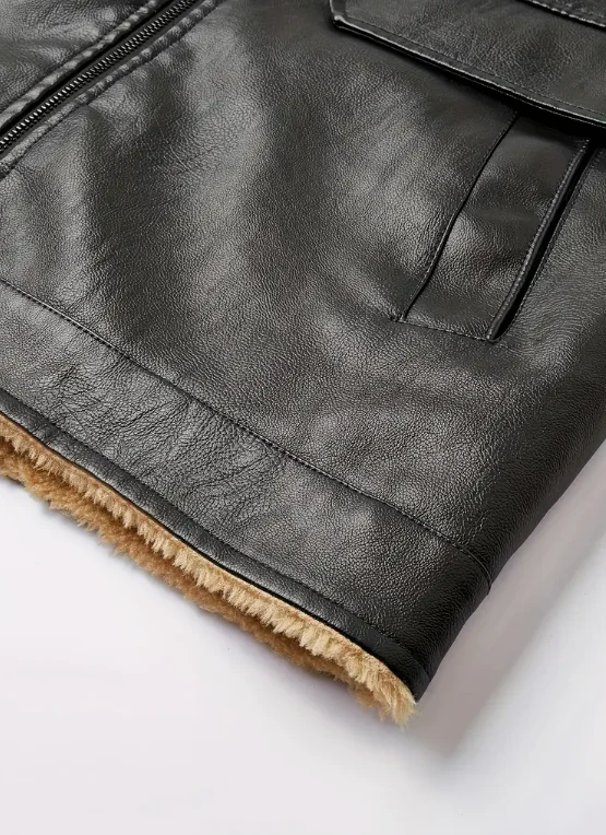 Zarino's warming leather vest with zipper - Image 6