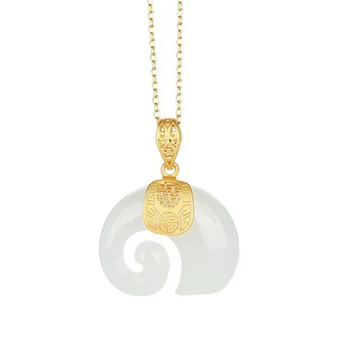 Hetian Jade Elephant Pendant Necklace - Image 2