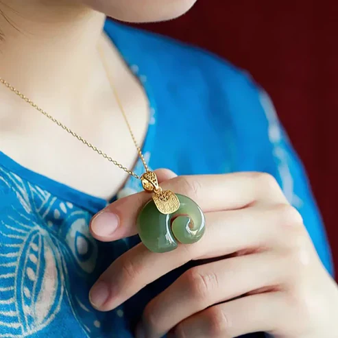 Hetian Jade Elephant Pendant Necklace - Image 5