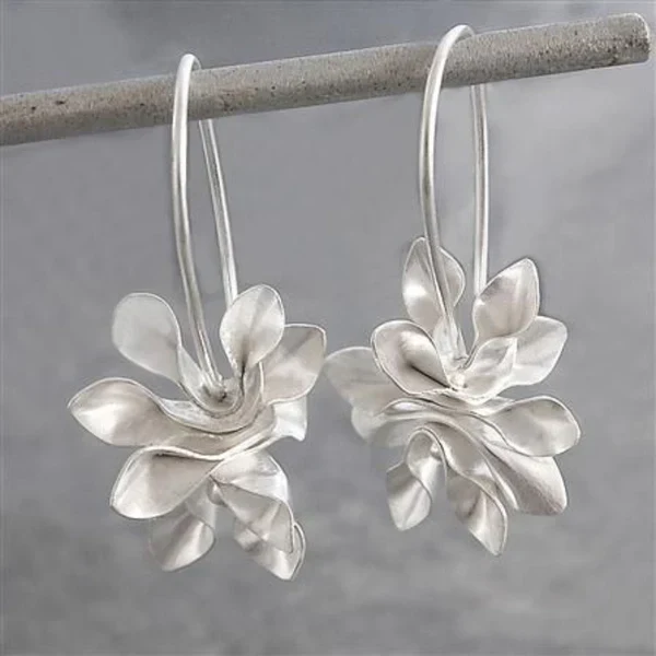 Irregular Silver Bloom Earrings - Image 2