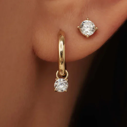 Larmes de Lune Stone Hoop Earrings - Image 2