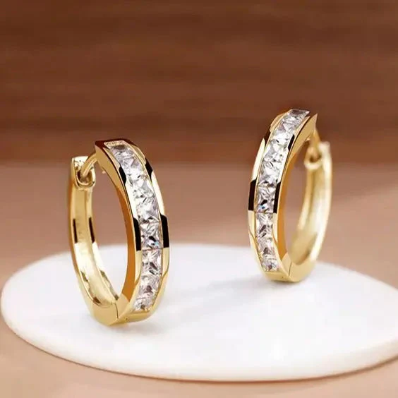 Luxe Gold Earrings with Crystals - Image 2