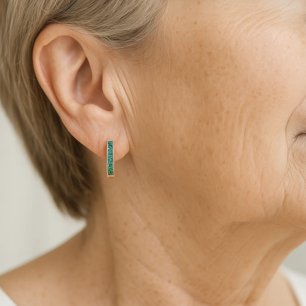 Luxe Gold Emerald Diamond Earrings - Image 3