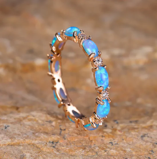 Luxe Opal & Diamond Eternity Ring - Image 2