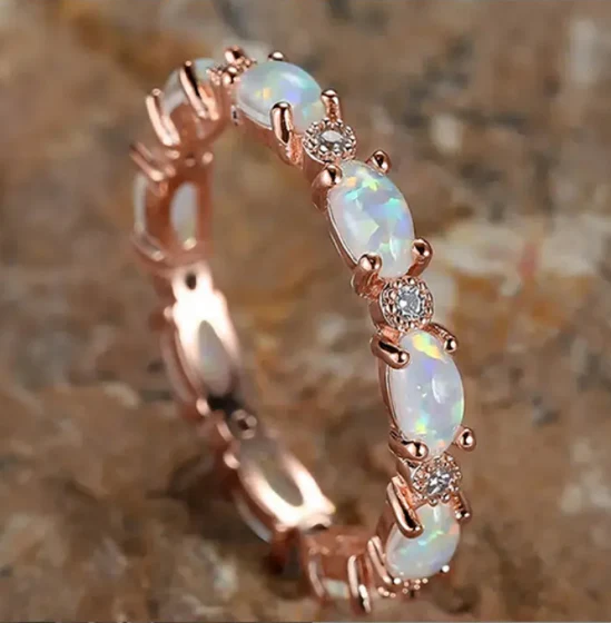 Luxe Opal & Diamond Eternity Ring - Image 3