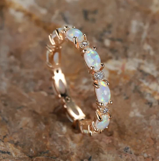 Luxe Opal & Diamond Eternity Ring - Image 4
