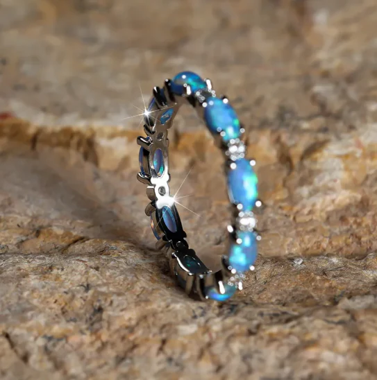 Luxe Opal & Diamond Eternity Ring - Image 5