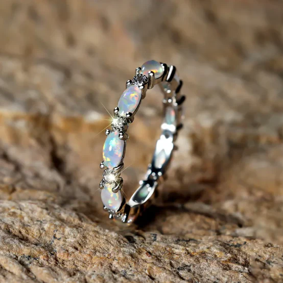 Luxe Opal & Diamond Eternity Ring - Image 6