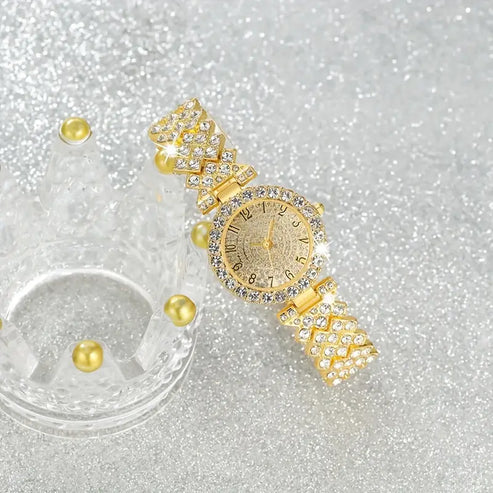 Luxe Radiance Gold Watch & Bracelet Set - Image 3