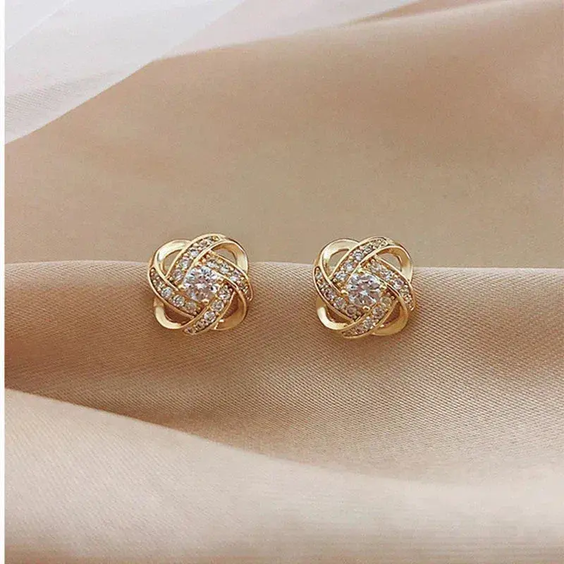 Luxe Spiral Cross Floral Earrings - Image 2