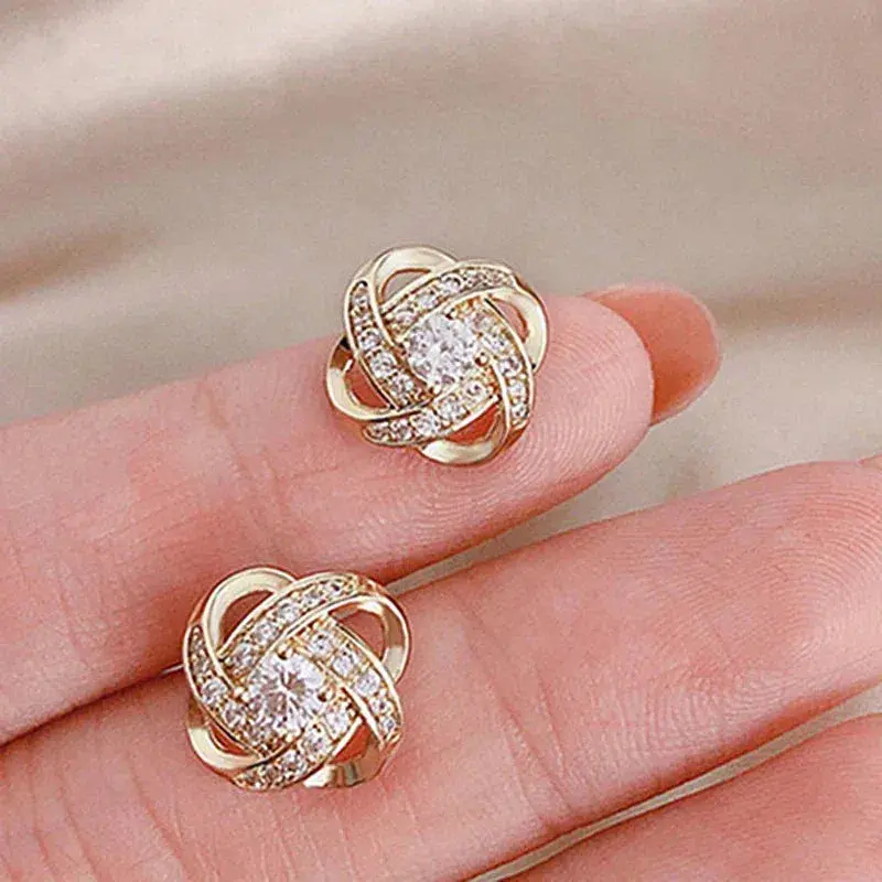 Luxe Spiral Cross Floral Earrings - Image 5