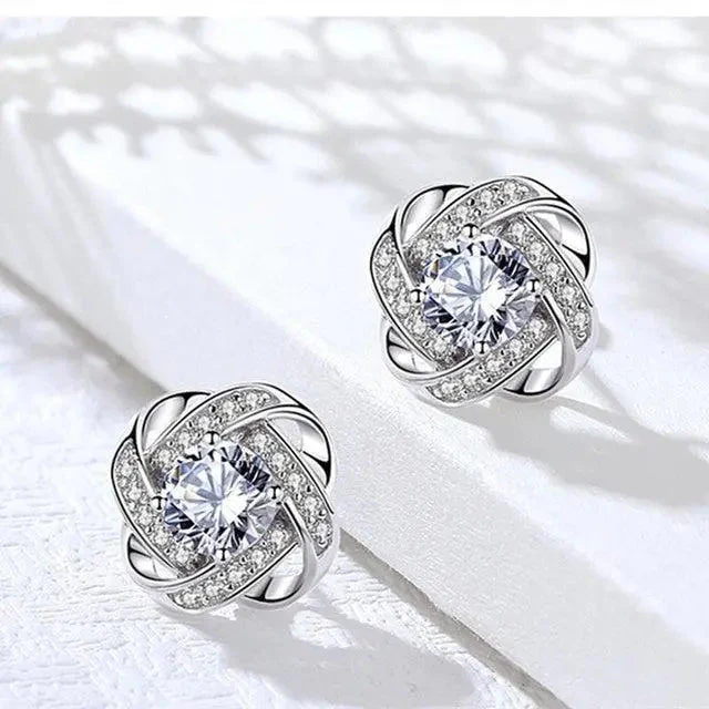 Luxe Spiral Cross Floral Earrings - Image 6