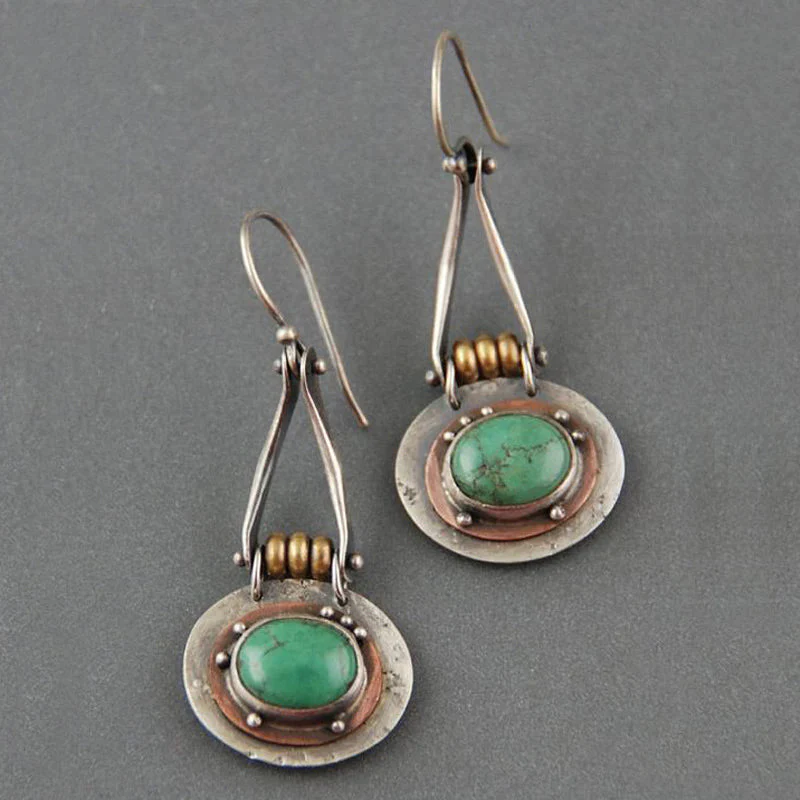 Luxe Turquoise Dual-Tone Earrings - Image 2