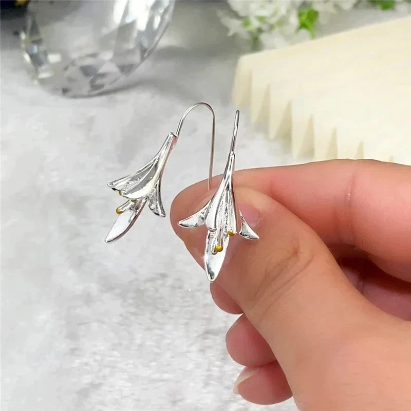Minimal Silver Blossom Earrings - Image 6