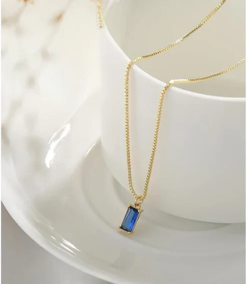 Minimalist Sapphire Pendant Necklace - Image 2