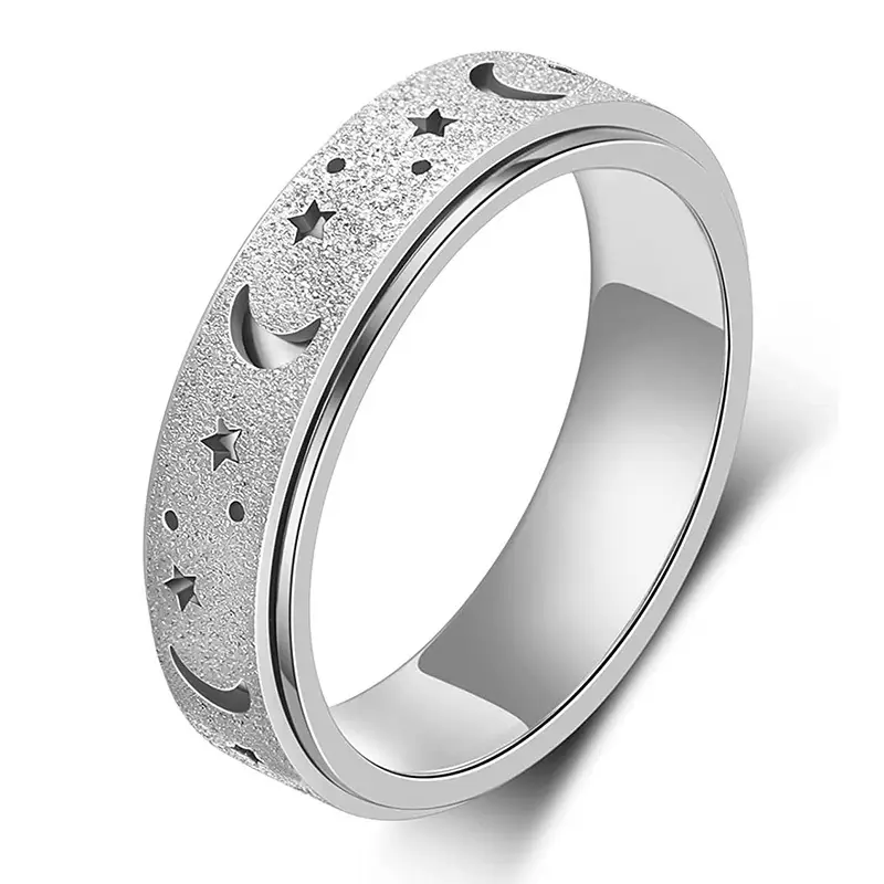 Moon Star Stainless Steel Spinner Ring - Image 4