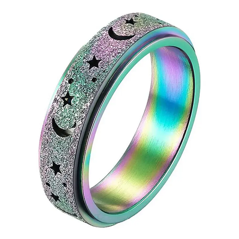 Moon Star Stainless Steel Spinner Ring - Image 5