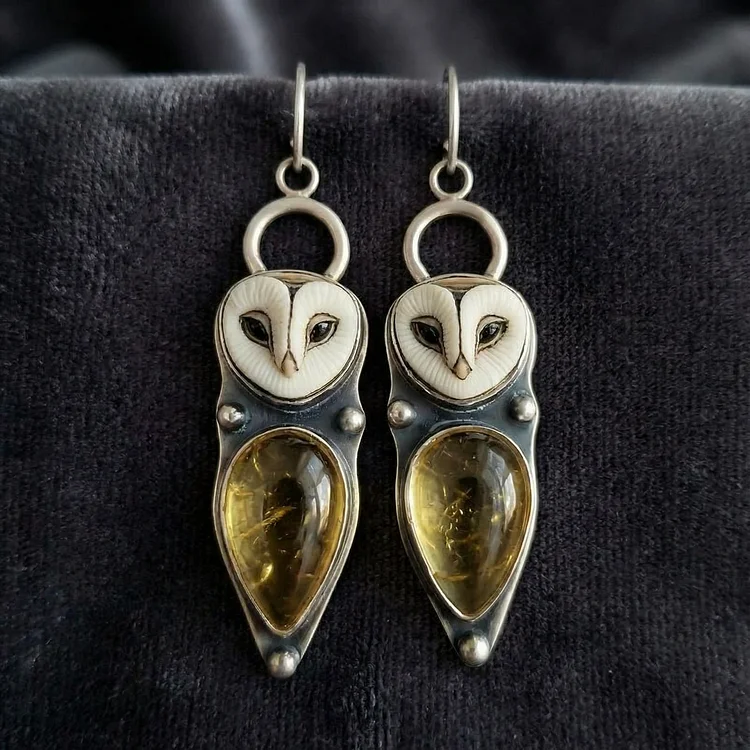 Moonlight Stone Owl Earrings - Image 2