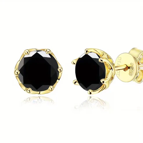 Moss Agate Rounded Stud Earrings - Image 5