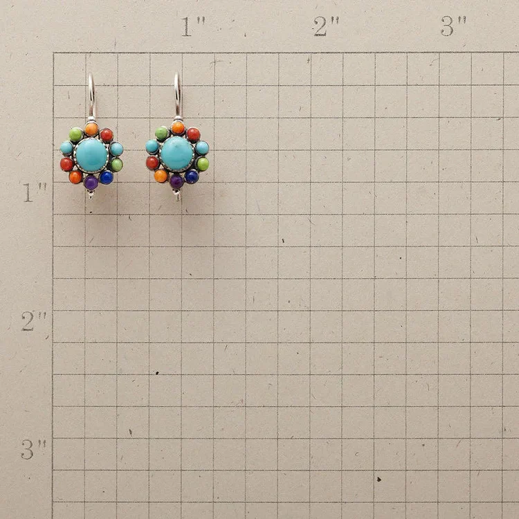 Multicoloured Turquoise Round Earrings - Image 3