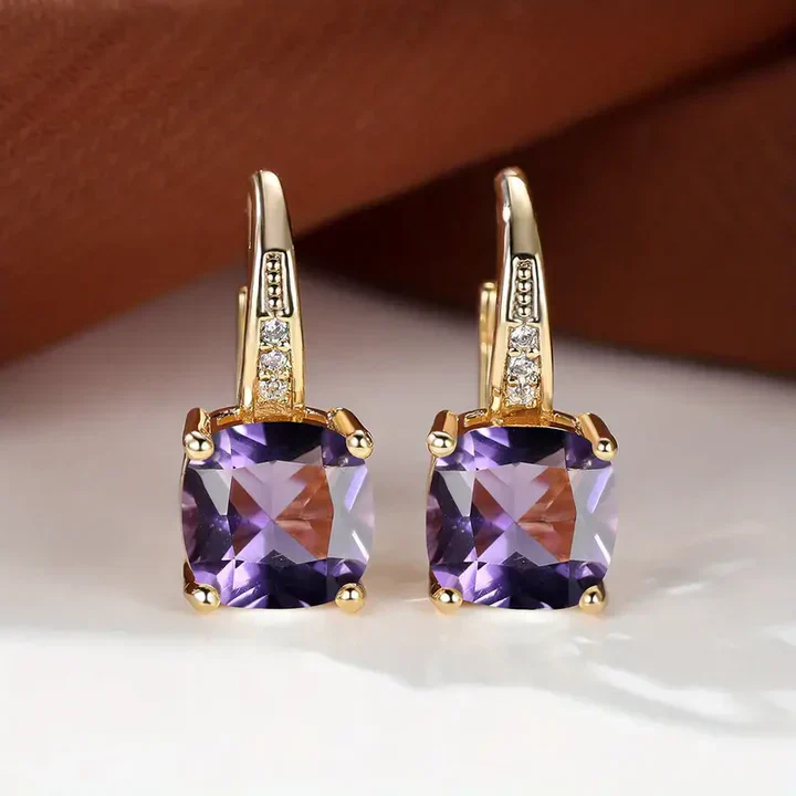 Mystic Gemstone Stone Hoop Gold Earrings - Image 18