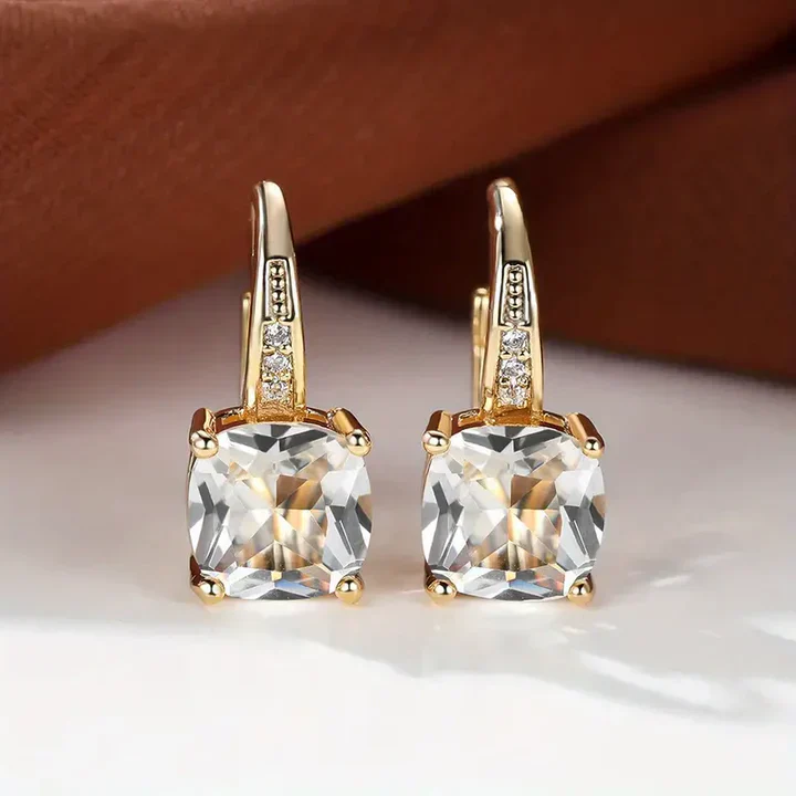 Mystic Gemstone Stone Hoop Gold Earrings - Image 3