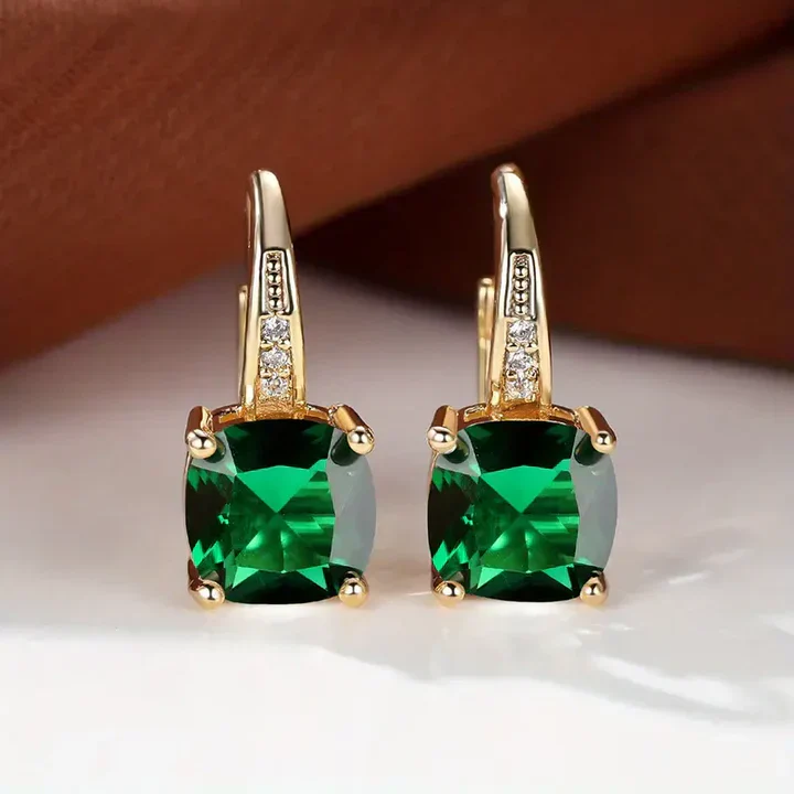 Mystic Gemstone Stone Hoop Gold Earrings - Image 6