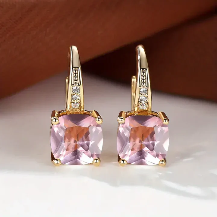 Mystic Gemstone Stone Hoop Gold Earrings - Image 7