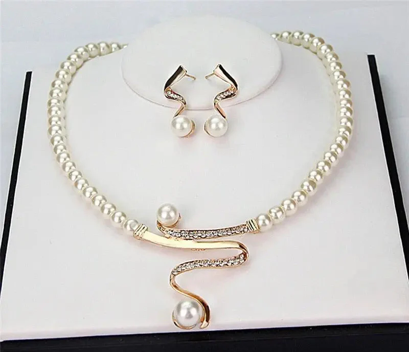 Natural Pearl Necklace + Earring Set - Image 3
