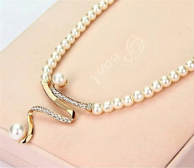 Natural Pearl Necklace + Earring Set - Image 5