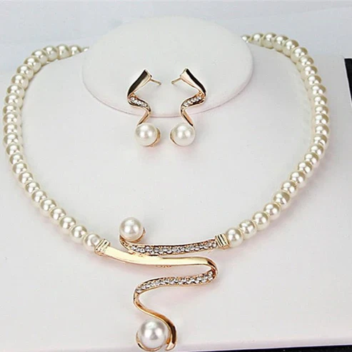 Natural Pearl Necklace + Earrings Set - Image 2