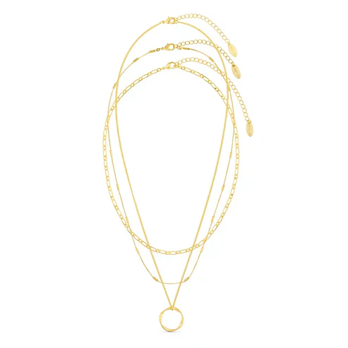 Open Circle Three Row Necklace - Image 2