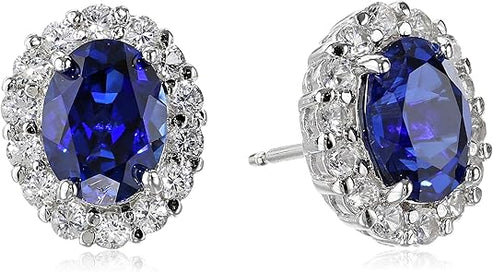 Oval White Sapphire Stud Earrings - Image 2