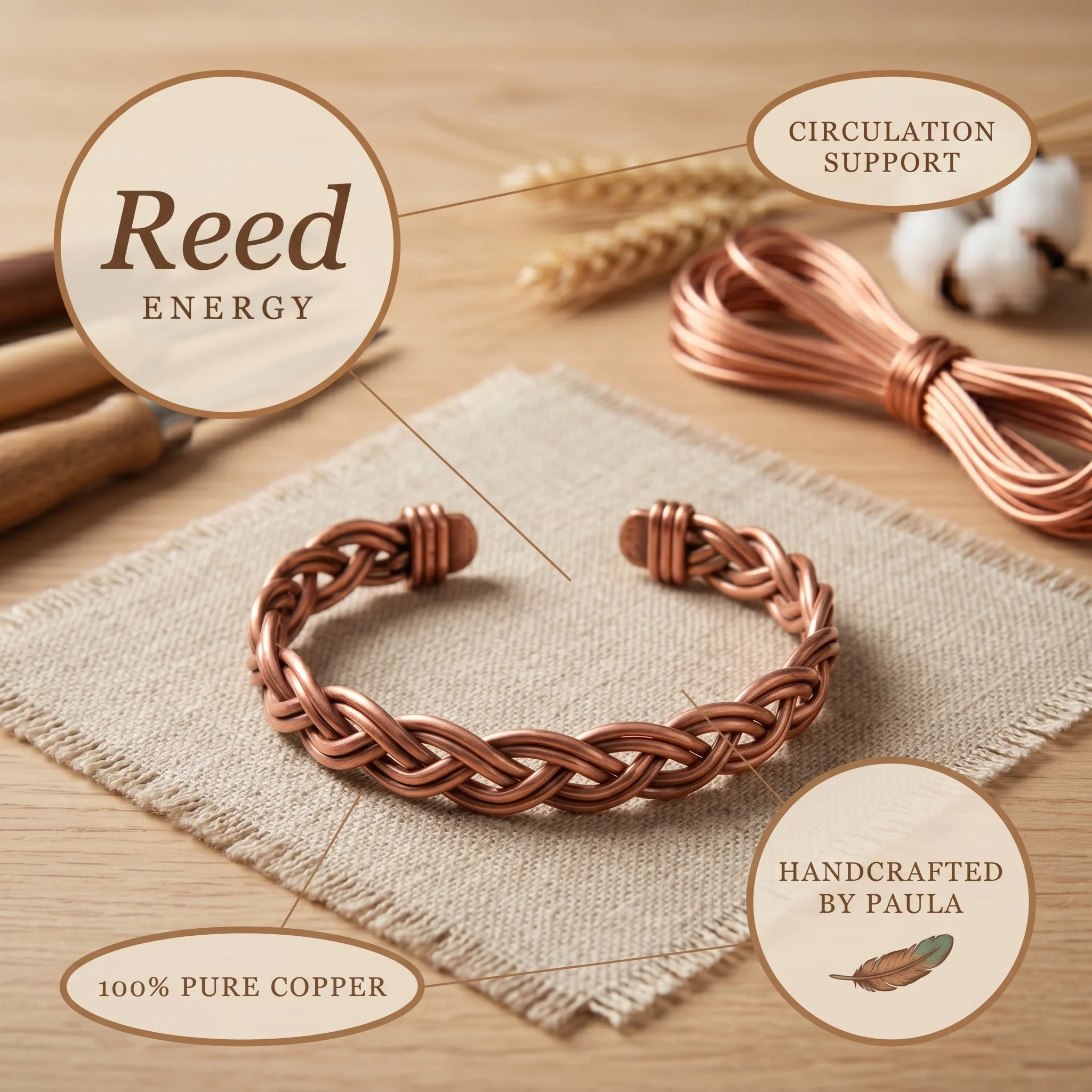 Zarino's Reed Copper Anklet - Image 4