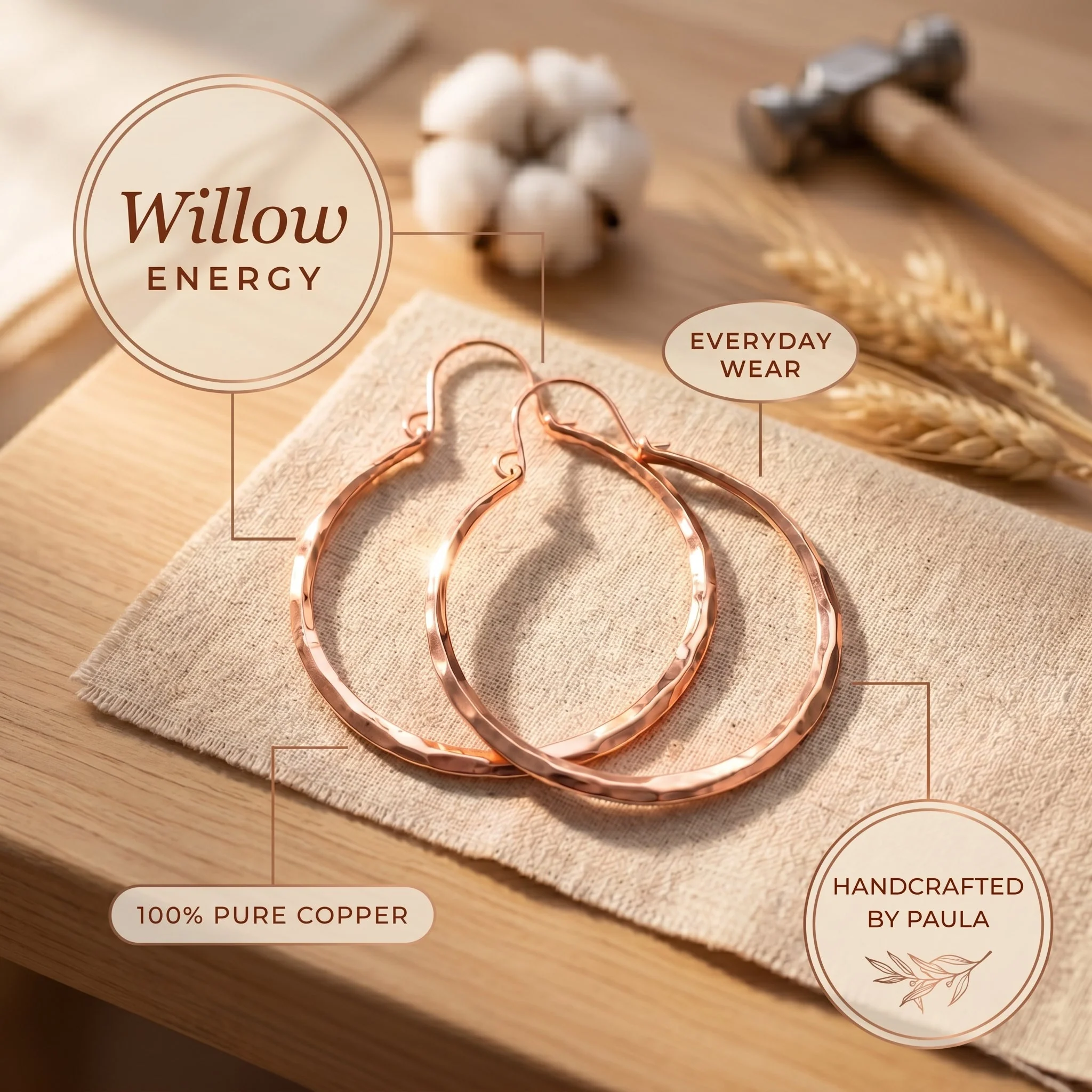Zarino's Willow Copper Earrings - Image 4