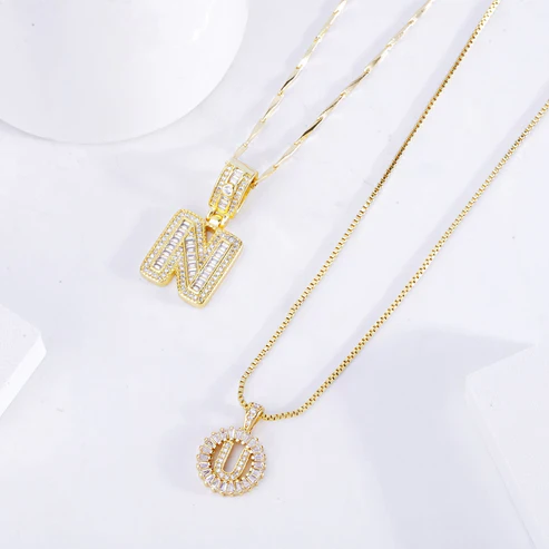 Pave letter initial necklace set - Image 2
