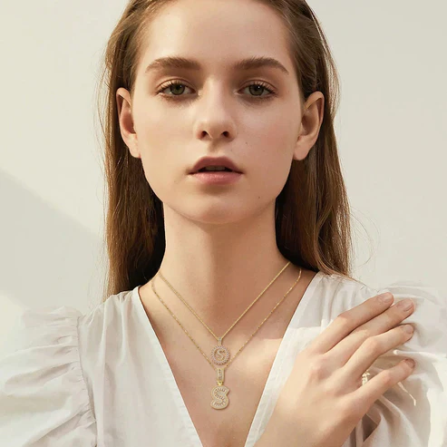Pave letter initial necklace set - Image 4