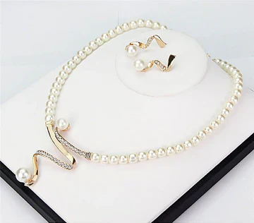Pearl Necklace + Earrings - Image 2