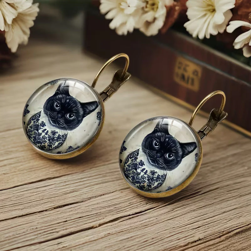 Porcelain Reverie Feline Drop Earrings - Image 2