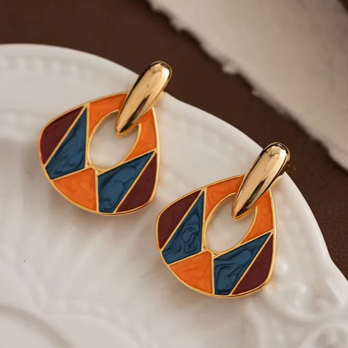 Radiant Mosaic Elegance Drop Earrings - Image 2