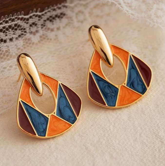 Radiant Mosaic Elegance Drop Earrings - Image 3