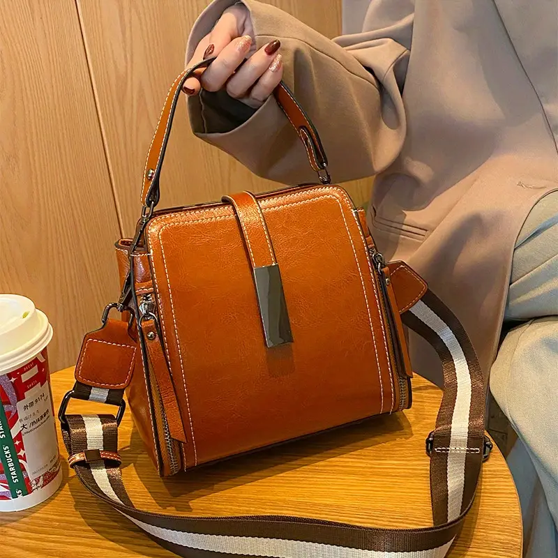 Retro Crossbody Bag with Adjustable Strap - Image 5