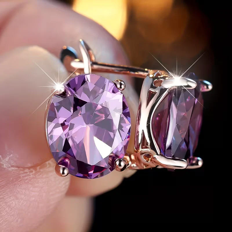 Rose Gold Amethyst Stud Earrings - Image 2