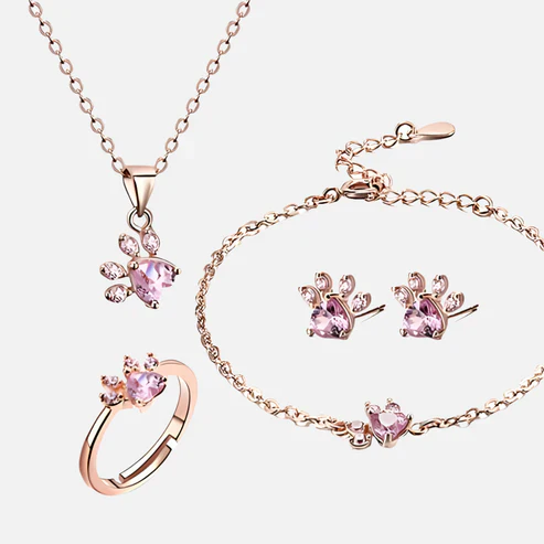 Rose Gold Paw Jewelry Set - Image 2
