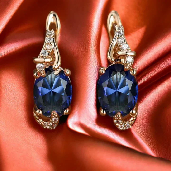 Royal Midnight Gold Drop Earrings - Image 2