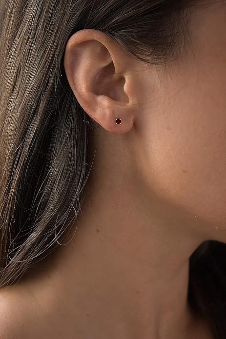 Ruby Round Stud Earrings - Image 3