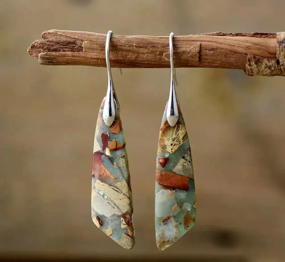Rustic Stone Vintage Earrings - Image 2