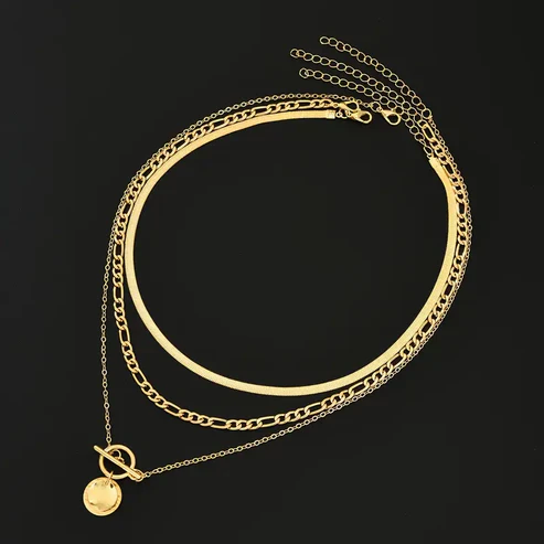 Savira Textured Coin Layered Necklace - Image 3